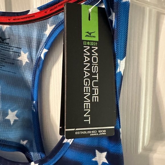 Mizuno Blue stripe with white stars Racerback ladies tank.  NWT, size large. - Picture 2 of 4